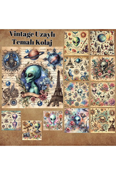 Pink Swan Craft Vintage set naljepnica sa svemirskom tematikom - 12 komada za...