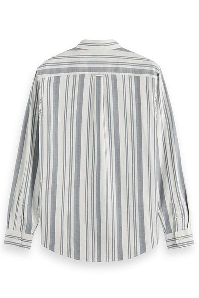 Scotch & Soda Hemd Gestreiftes Langarmhemd basic Oxford çizgili gömlek, Düğmeli-Kragen, durchgehender Kno