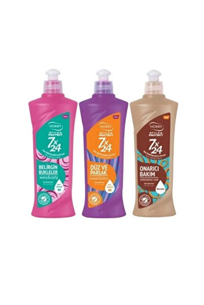 Hobby 7x24 Saç Şekillendirici Krem 250 ml Onarıcı Bakım , Düz Ve Parlak , Belirgin Bukleler 3 Adet