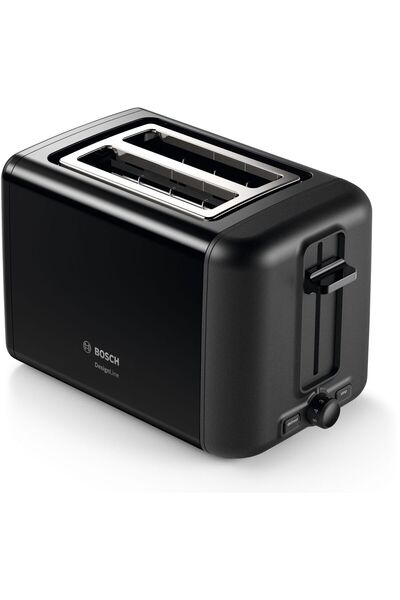 Bosch DesignLine Stainless Steel Toaster, Two Slice - Black, TAT3P423GB, 1 Year Warranty