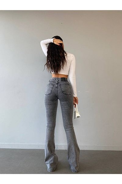 TRENDNATUREL Charles Smoked Spaghetti Jeans Sběratel spaghetti Jeans s vysokým pasem (extra pohodlné) Drv