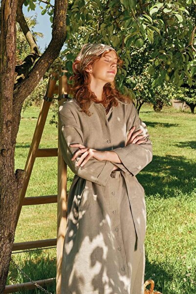 Manuka Zelené plátěné šaty