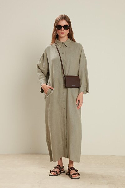 Manuka Zelené plátěné šaty