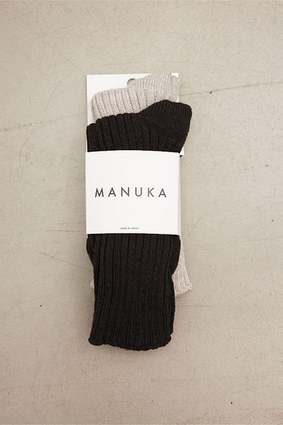 Manuka مجموعة جوارب شتوية سميكة باللون الأسود