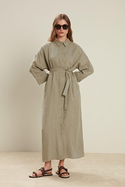 Manuka Zelené plátěné šaty