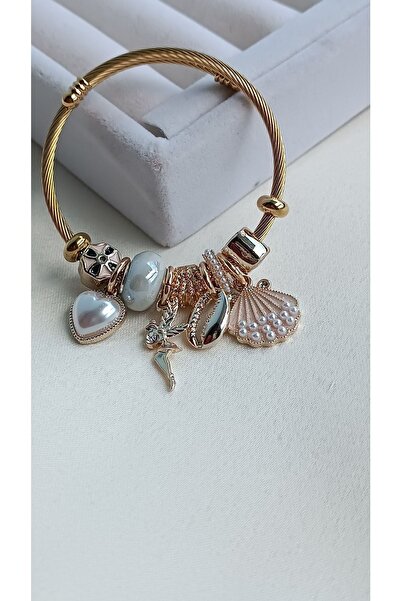 ZÜLİSCH Steel Bracelet Angel Oyster Charm Gold Color