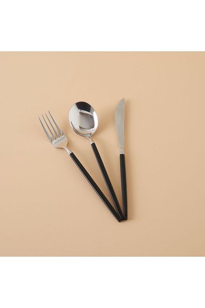 Bella Maison Siena 18 Pieces - Black Dinner Fork Spoon Knife Set for 6 Persons