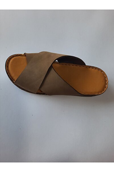 KAPAR Παντόφλες από 100% γνήσιο δέρμα στρατιωτικού πράσινου χακί - Φαρδιά και άνετη εφαρμογή