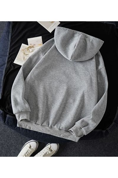BYMEER Hanorac supradimensionat cu glugă, unisex, gri Calif