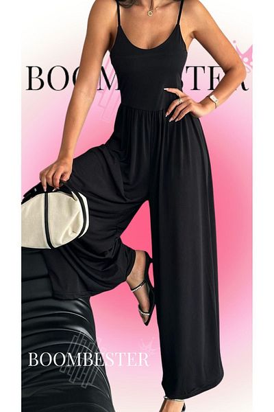 BoomBester Women's Sandy Fabric Premium Jumpsuit with Adjustable Thin Straps