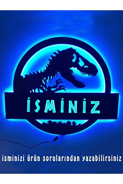 Mony Tasarım Isimli Jurassic Park Led Işıklı Tablo Gece Lambası Led Tablo