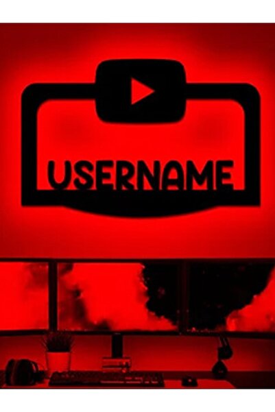 Mony Tasarım Led Işıklı Tablo Youtube Isimli Duvar Süsü Dekorasyon