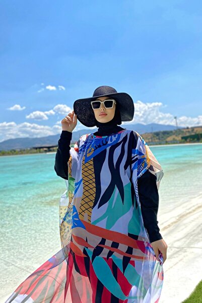 Marina Με λουλουδάτο σχέδιο Kaftan Kimono Pareo σε μαγιό Hijab P2102