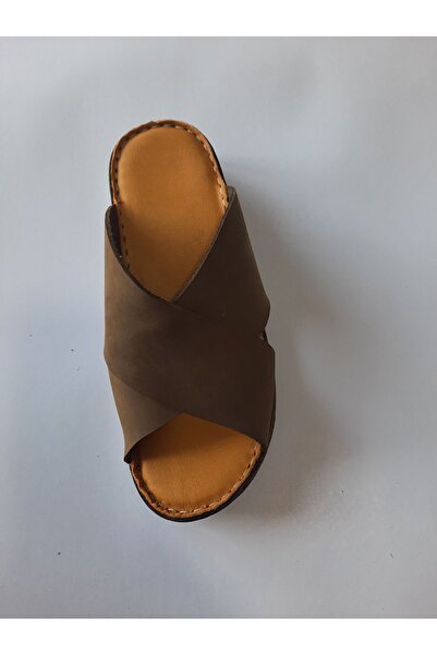 KAPAR Παντόφλες από 100% γνήσιο δέρμα στρατιωτικού πράσινου χακί - Φαρδιά και άνετη εφαρμογή