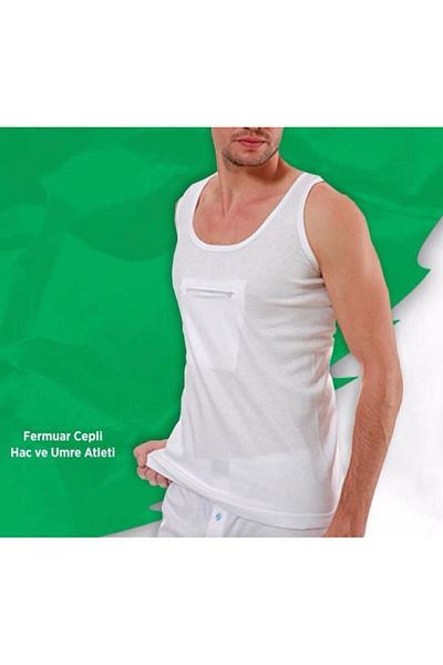 YFC Men's Rib 3 Pieces Zippered and Pocketed Hajj Umrah Soldier Undershirt