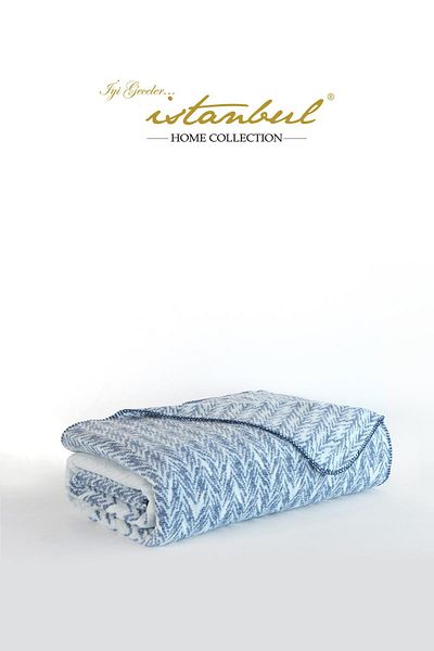İyi Geceler İstanbul Selen Double Cotton Blanket Indigo