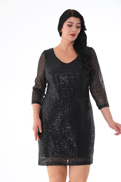 KIRIŞIK Γυναικείο βραδινό φόρεμα με παγιέτες κοντό μήκους 3069