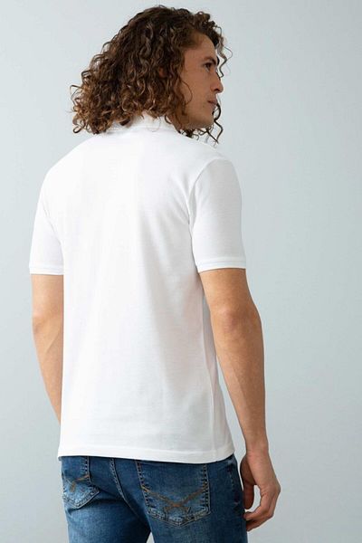 U.S. Polo Assn. Λευκό ανδρικό μπλουζάκι Polo Neck