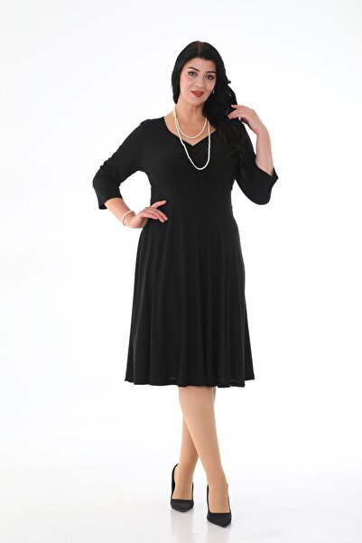 KIRIŞIK ROchie midi pentru femei cu decolteu dublu