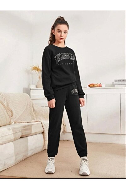 NoVibe Black Girl's Los Angeles Tracksuit Set