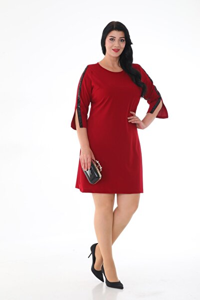 KIRIŞIK فستان سهرة قصير بتفاصيل ترتر للنساء