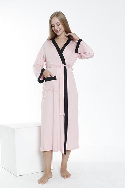 Miss Dünya Lissa Long Morning Gowns - Pregnant and Maternity Striped