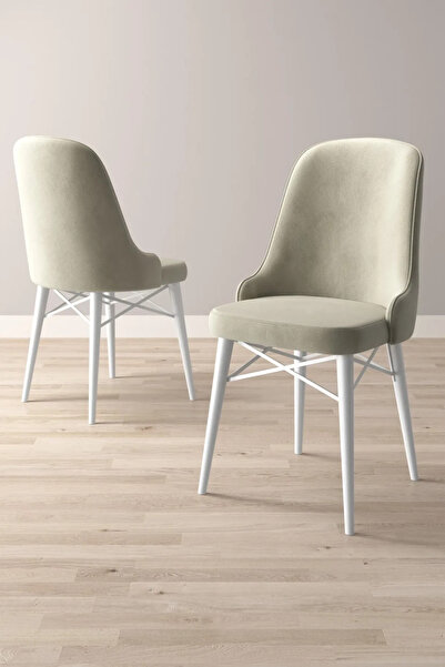 Sar Pakete Nova Serisi, 4 Adet Krem Mutfak Sandalyesi, Beyaz Gürgen Ayak, 1. ...