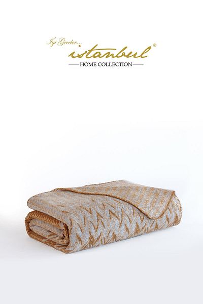 İyi Geceler İstanbul Selen Double Cotton Blanket Mustard