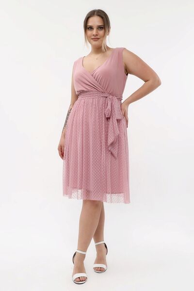 KIRIŞIK Rochie de seară midi, elastică, elegantă din tul