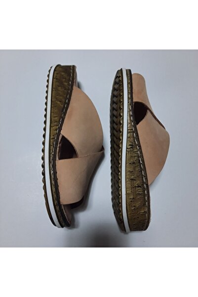 KAPAR Μπεζ χρώμα 100% γνήσιο δέρμα - Άνετες παντόφλες χωρίς ραφές και με φαρδιά ζώνη