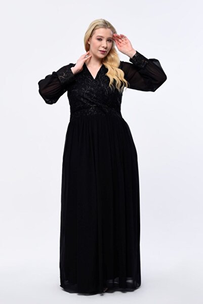 KIRIŞIK Uzun Şifon Abiye 3046