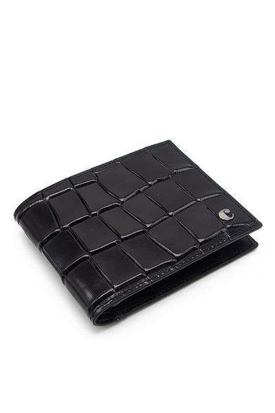 Cacharel Men's Leather Wallet - Black B. Croco 2664b7k