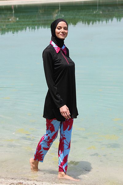 Marina Rivamera 4-Piece Black Patterned Fully Covered Hijab Swimsuit R1108