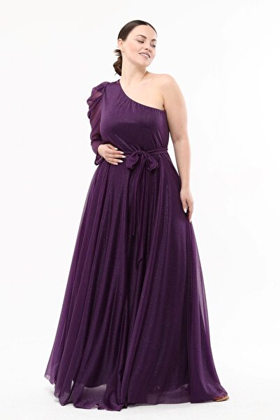 KIRIŞIK Вечерна рокля с пайети от тюл с деколте на раменете