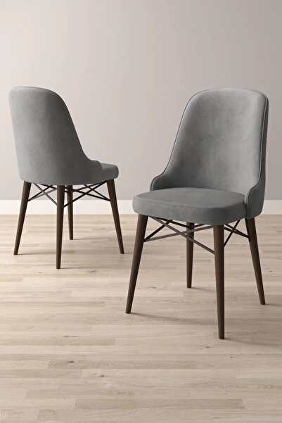 Sar Pakete Nova Serisi, 6 Adet Gri Mutfak Sandalyesi, Ceviz Gürgen Ayak, 1. S...