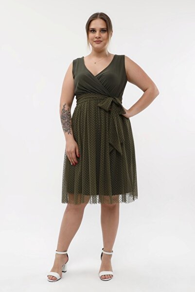 KIRIŞIK Ελαστικό κομψό μίντι βραδινό φόρεμα από τούλι