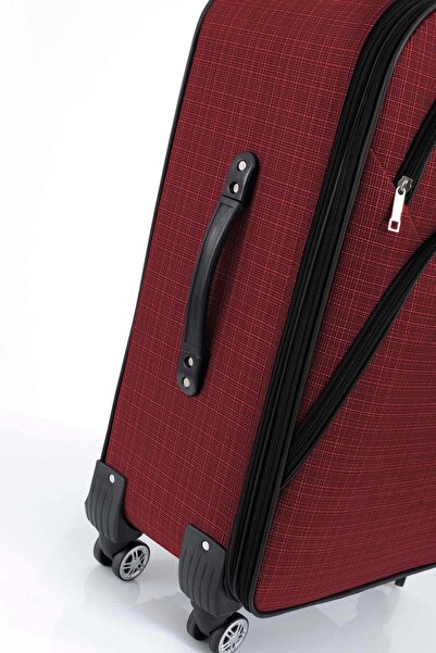 fawori deri Büyük Boy 4 Teker Kumaş Valiz Bordo 1081