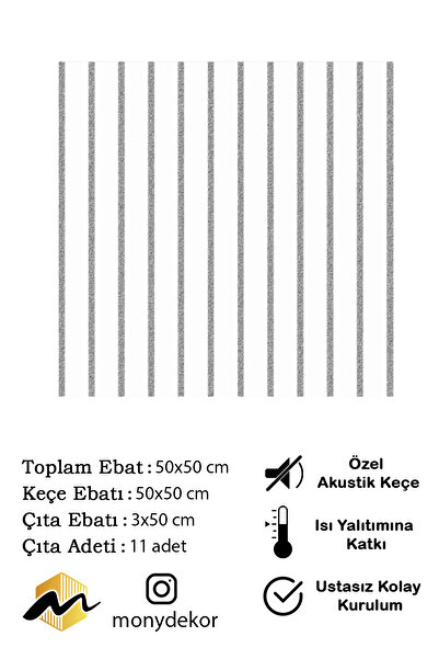 Mony Tasarım Çıta Akustik Duvar Paneli - Beyaz Model 6 mm