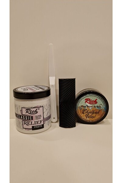 Rich Budak Yapma Seti ( Ahşap Doku Tarağı Rölyef Pasta Eskitme Wax) - ( Espresso )