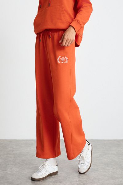 GRIMELANGE TOMİ Damen-Jogginghose mit Stickerei, 3 Fäden, Raster, entspannte Passform, Rot