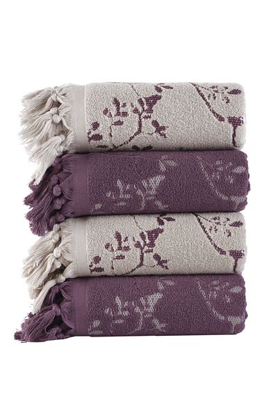Dantela Set of 4 50x90 Cotton Jacquard Towels - Code 8960