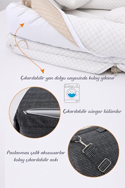 Umaybebek Portable Original Reflux Bed with Bag, Pillow, Babynest, Mother Bag - Woven Gray