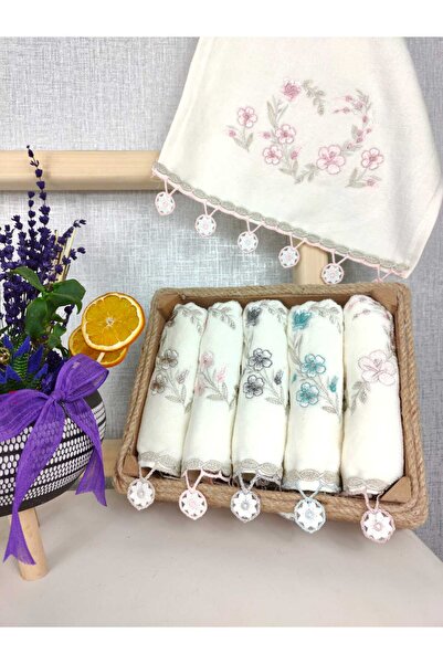 A.Z.H. 50X90 см, набір з 6 штук - весільний комплект з вишитим оксамитом і мереживом з кульками, розкішні рушники для рук і кухні