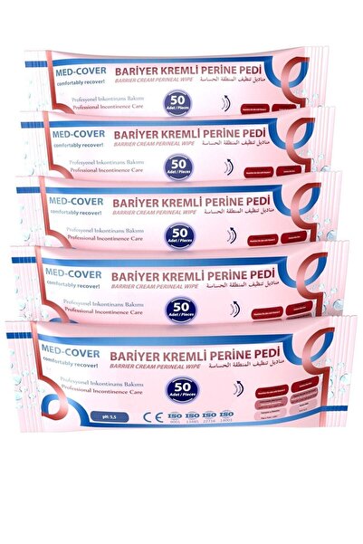 MED-COVER Bariyer Kremli Perine Bölgesi Temizleme Pedi/mendili 50'li - 5 Adet