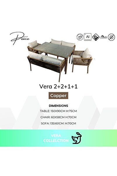 VAVRATTAN Vera 2+2+1+1 Rattan Bahçe Balkon Yemek Takımı Küf