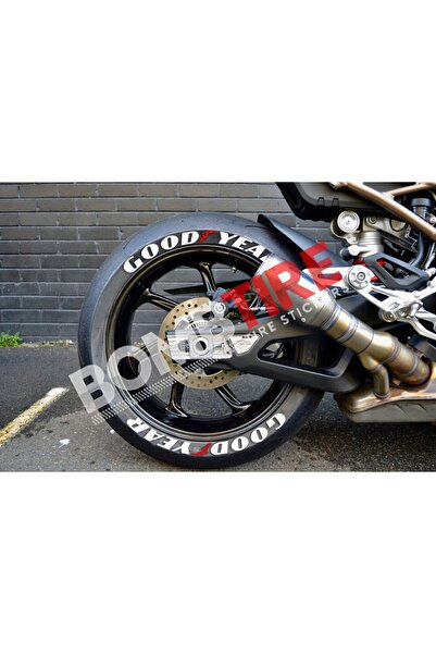 bombtire حروف إطارات الدراجة النارية Goodyear - 4 قطع ملصقات مقاس 2.5 سم، Arm...