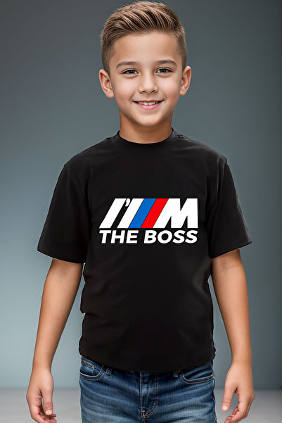 WİDİ Tricou negru pentru copii, 100% bumbac, imprimat cu mașină