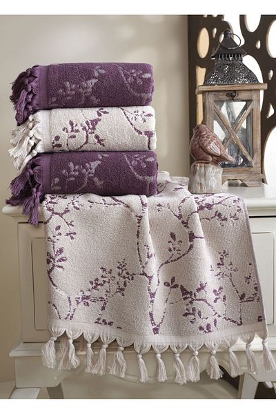 Dantela Set of 4 50x90 Cotton Jacquard Towels - Code 8960