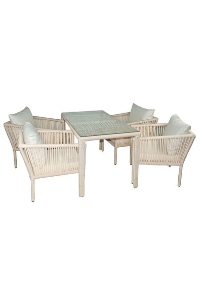 VAVRATTAN Berlin All Four Rattan Bahçe Balkon Yemek Takımı Kum
