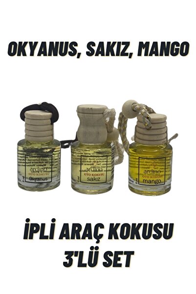 ARDİNO Ardino İpli Araç Kokusu 3'lü Mango-Okyanus-Sakız 8 ml